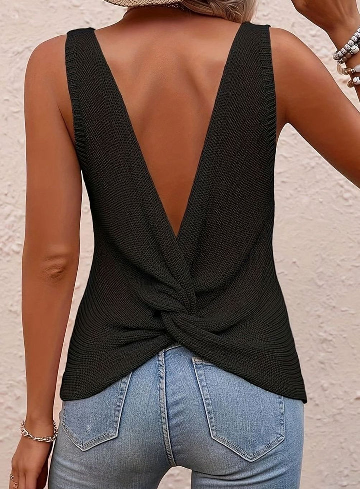 Women's V-Neck Relaxed-Fit Sleeveless Knit Tank Top