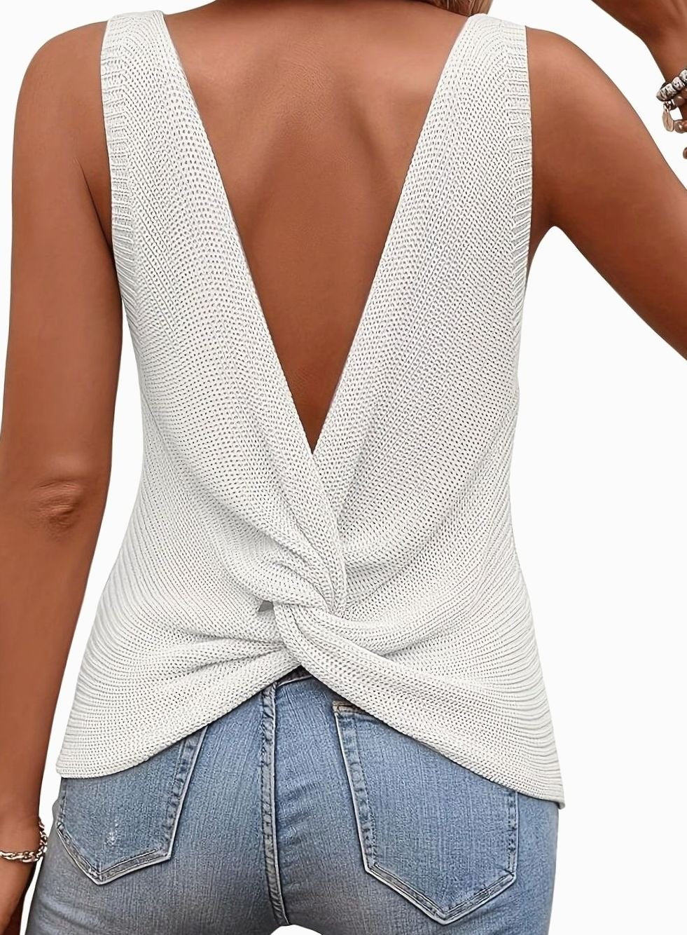 Women's V-Neck Relaxed-Fit Sleeveless Knit Tank Top