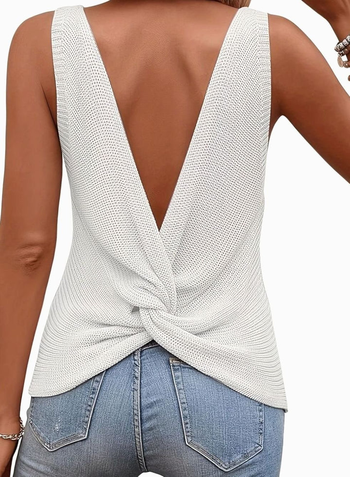 Women's V-Neck Relaxed-Fit Sleeveless Knit Tank Top