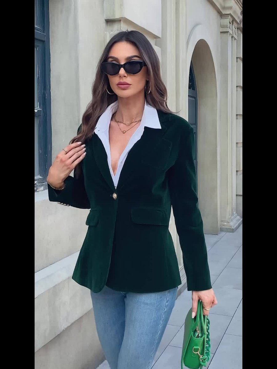 Women's Vest Velvet Single-Button Blazer Jacket