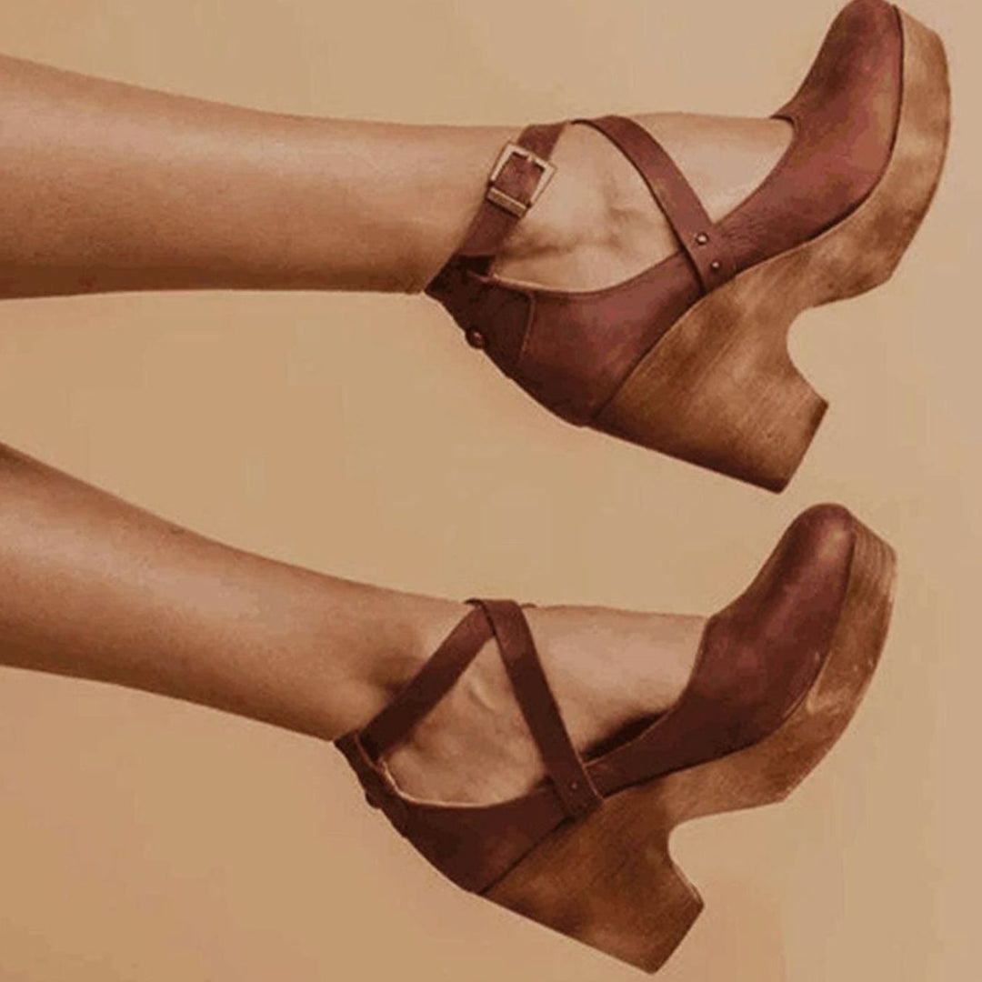 Women's Vintage Cross-Strap Block-Heel Mary Jane Clogs