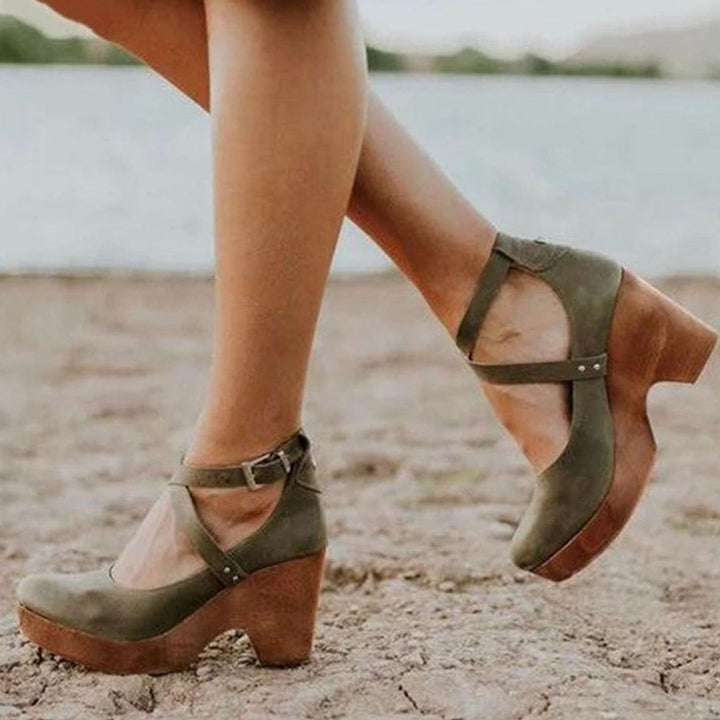 Women's Vintage Cross-Strap Block-Heel Mary Jane Clogs