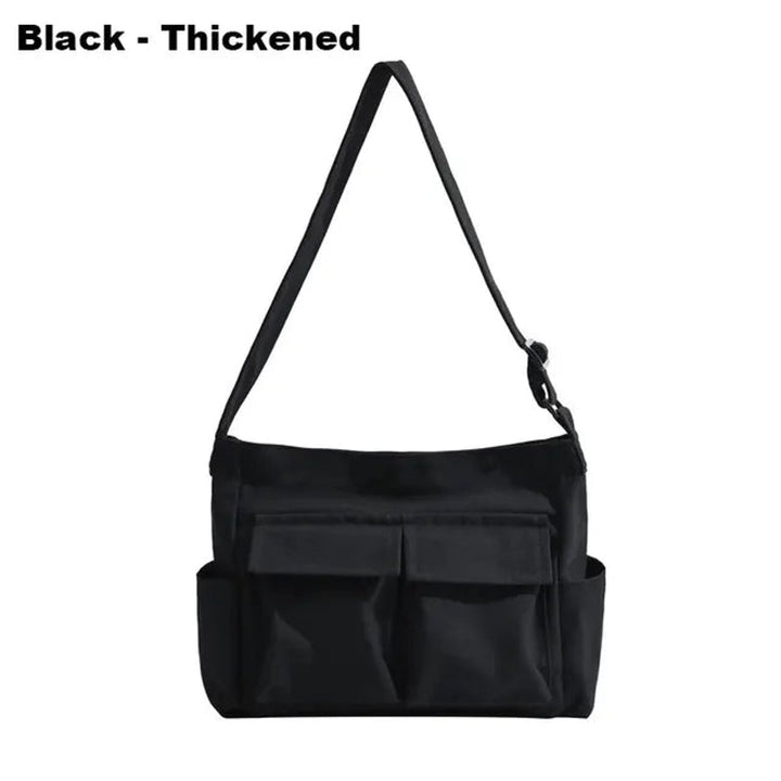 Women's Vintage Multi-Pocket Canvas Tote Bag Crossbody Shoulder Bag - Schwarz verdickt