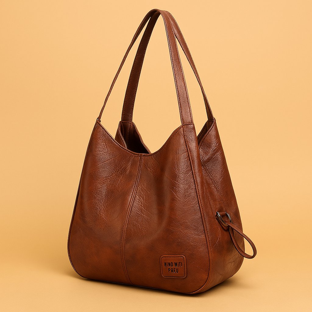 Women's Vintage Soft Leather Hobo Shoulder Tote Bag - Brown