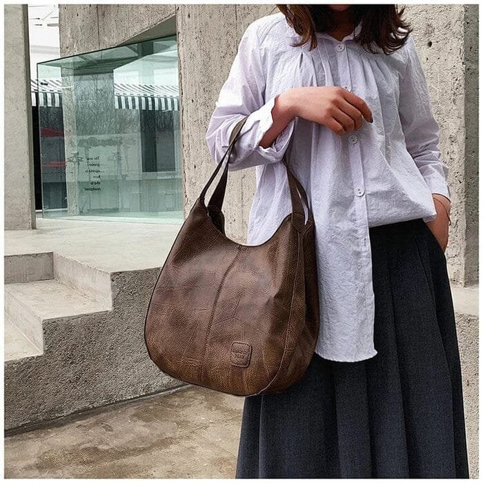 Women's Vintage Soft Leather Hobo Shoulder Tote Bag