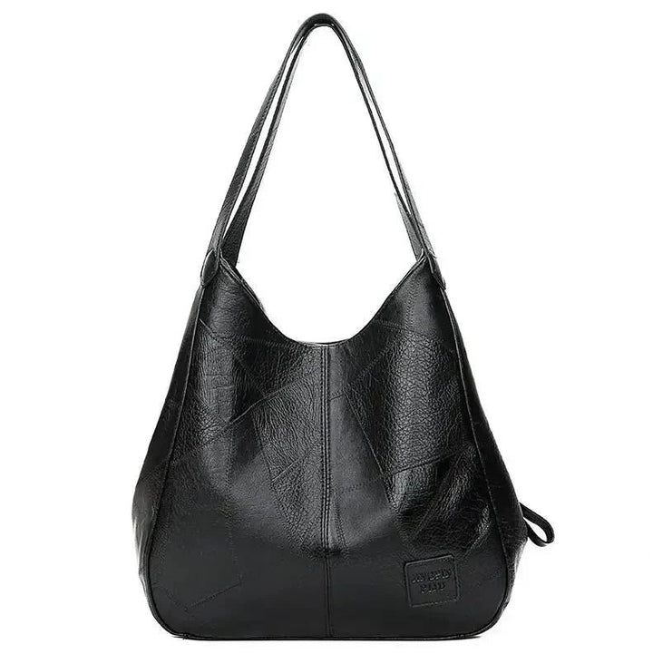 Women's Vintage Soft Leather Hobo Shoulder Tote Bag - Black