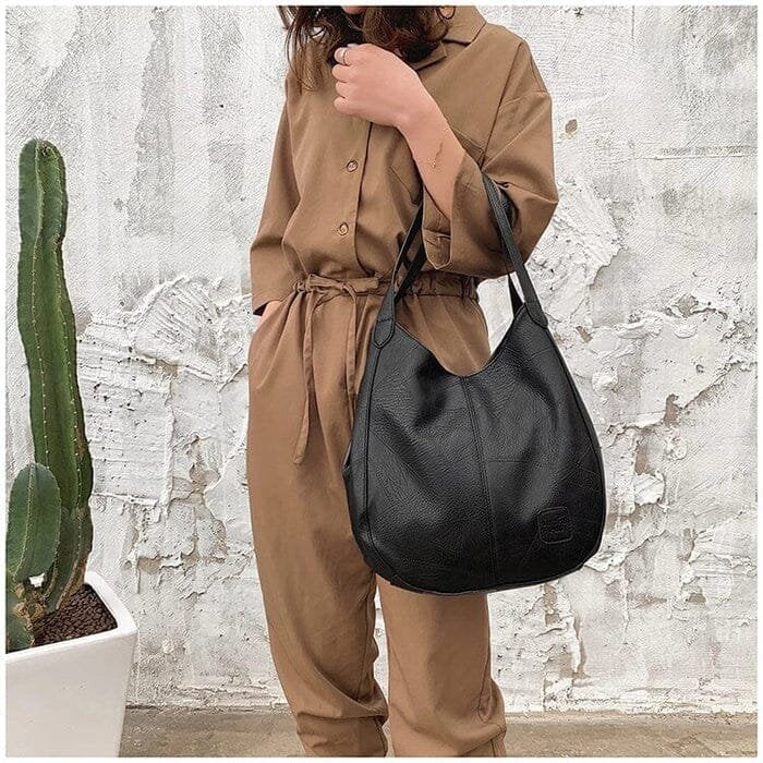 Women's Vintage Soft Leather Hobo Shoulder Tote Bag