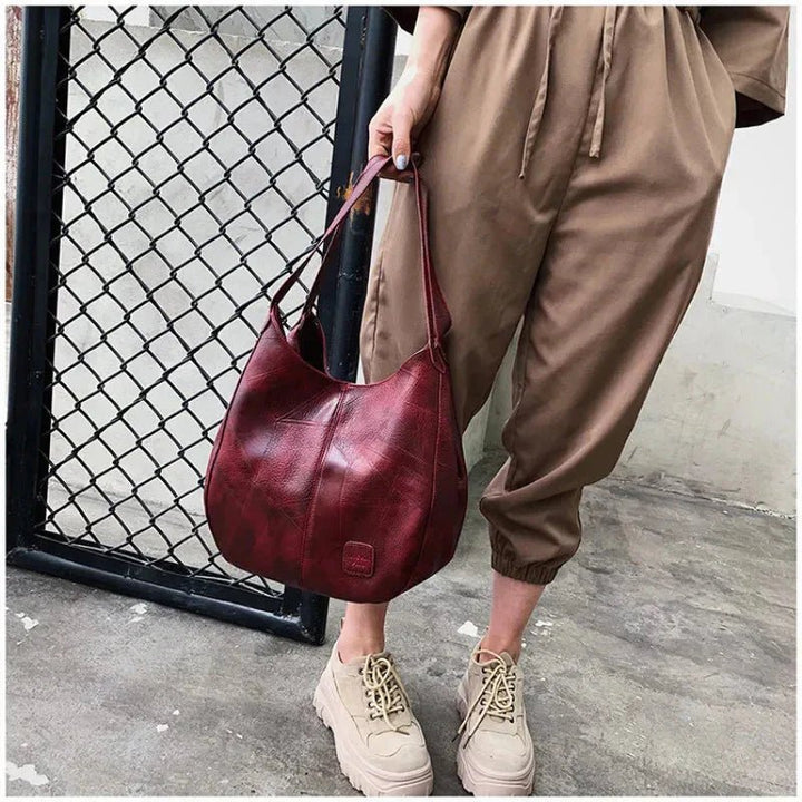 Women's Vintage Soft Leather Hobo Shoulder Tote Bag
