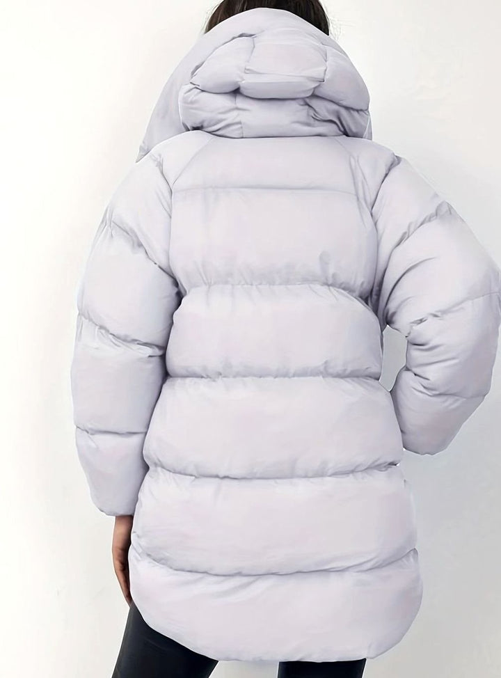 Women's Warm Puffer Jacket Zip-Up Stand-Collar Winter Coat