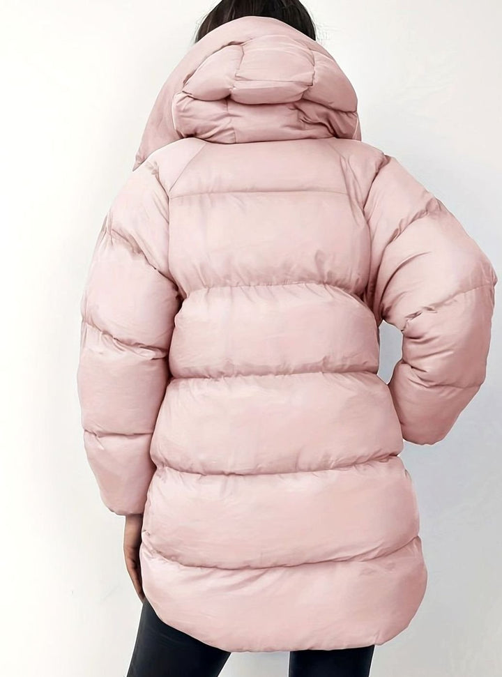 Women's Warm Puffer Jacket Zip-Up Stand-Collar Winter Coat