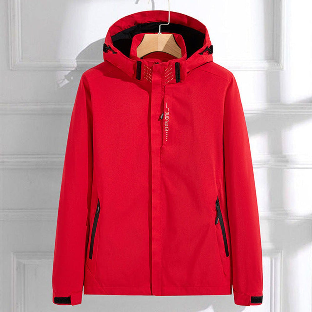 Women's Waterproof Hooded Adjustable-Fit Rain Jacket - Red