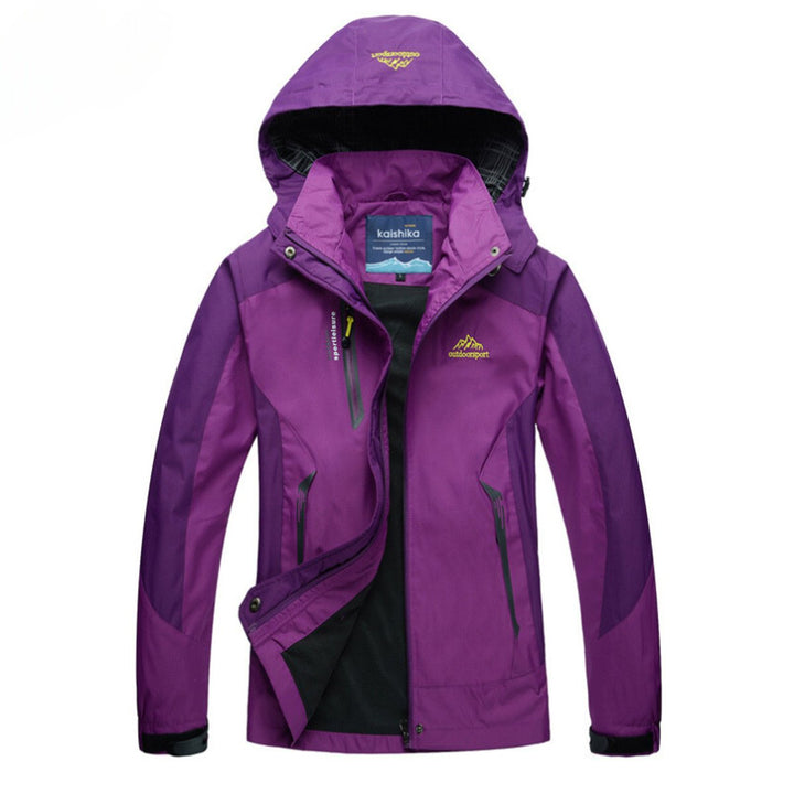 Women's Waterproof Hooded Outdoor Shell Quilted Jacket - Purple