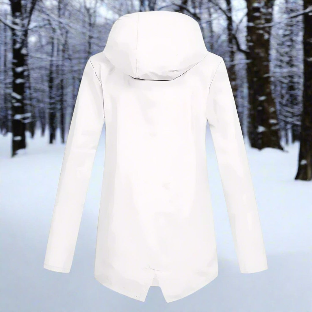 Women's Waterproof Hooded Zip-Up Rain Jacket Adjustable Cuffs Pockets