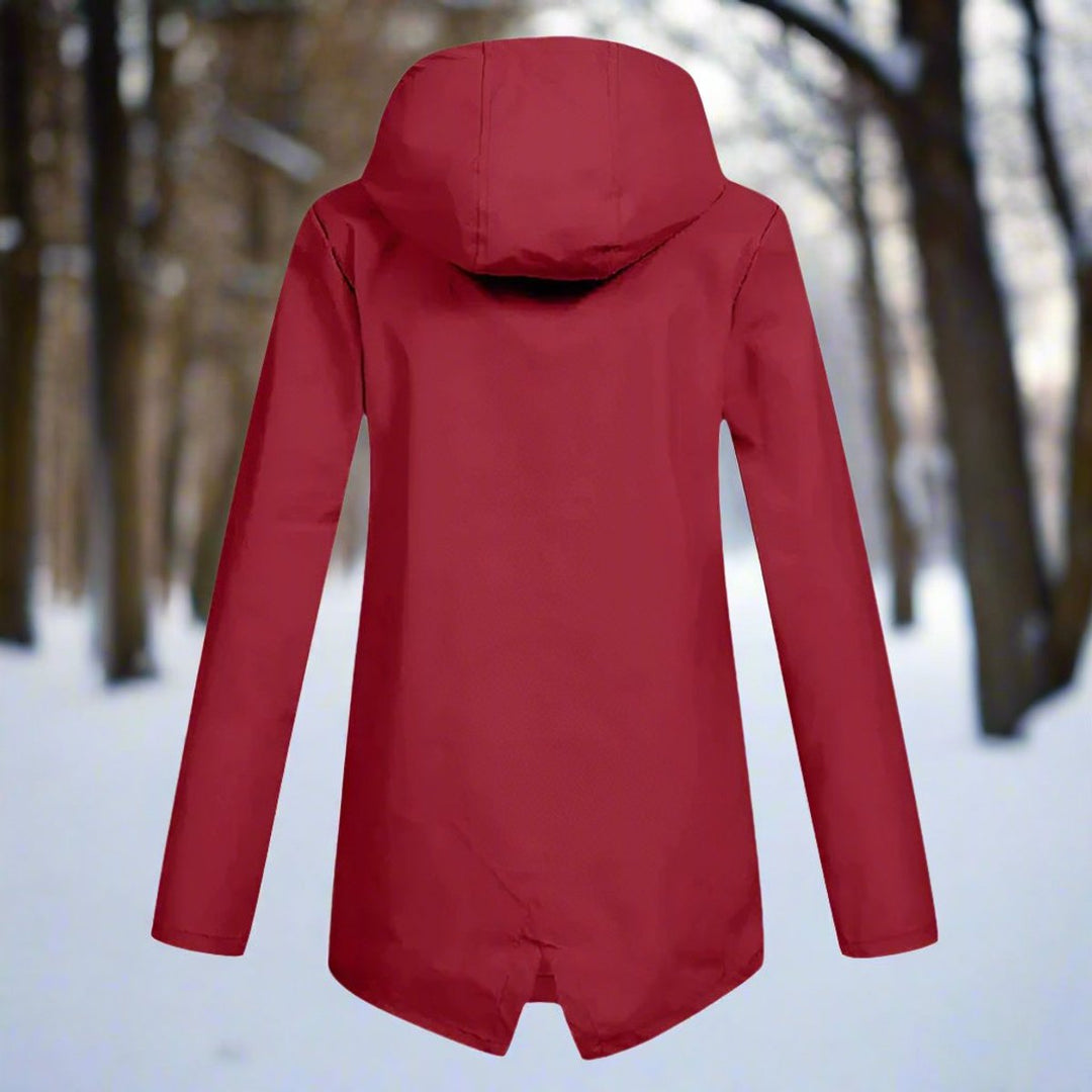 Women's Waterproof Hooded Zip-Up Rain Jacket Adjustable Cuffs Pockets