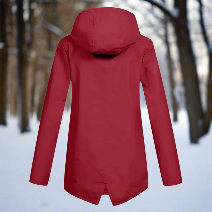 Women's Waterproof Hooded Zip-Up Rain Jacket Adjustable Cuffs Pockets
