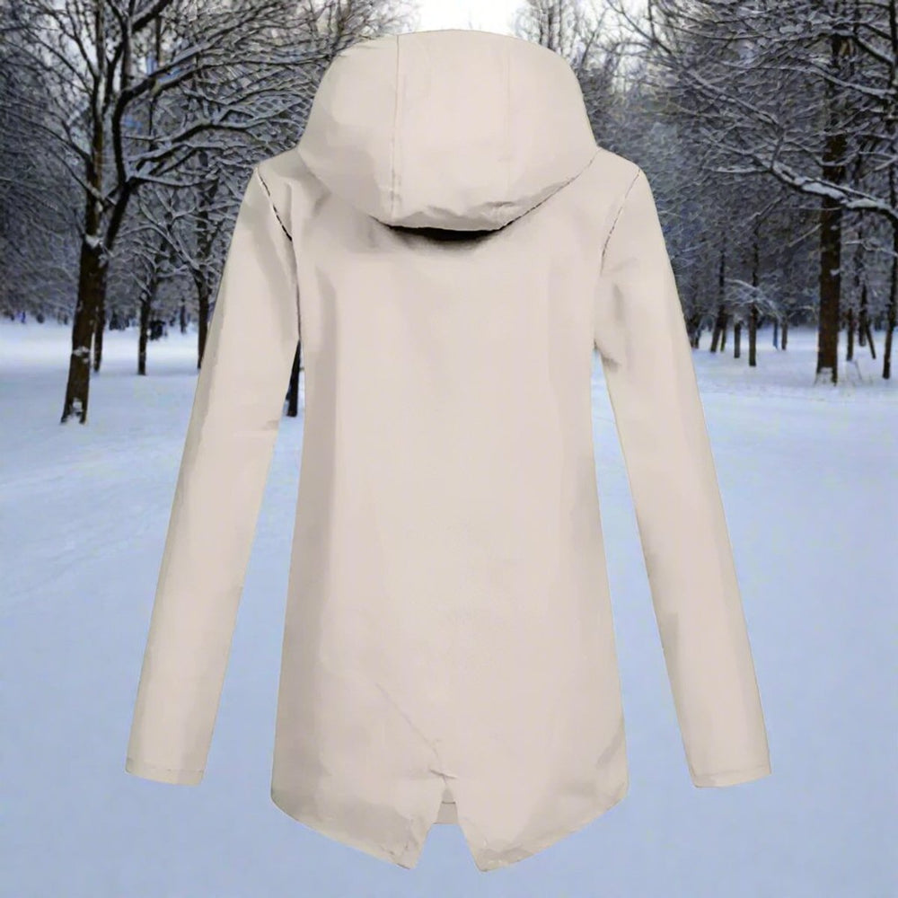 Women's Waterproof Hooded Zip-Up Rain Jacket Adjustable Cuffs Pockets