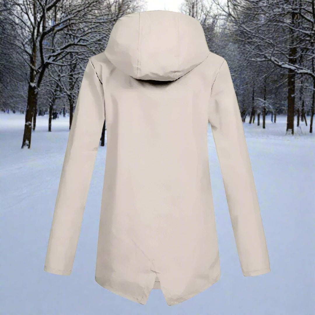 Women's Waterproof Hooded Zip-Up Rain Jacket Adjustable Cuffs Pockets