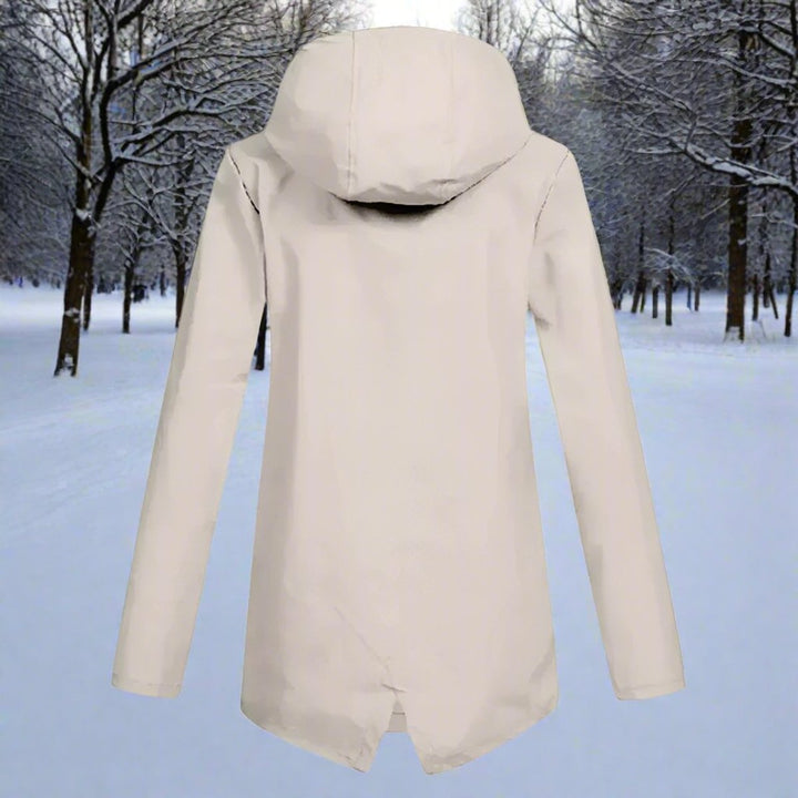 Women's Waterproof Hooded Zip-Up Rain Jacket Adjustable Cuffs Pockets