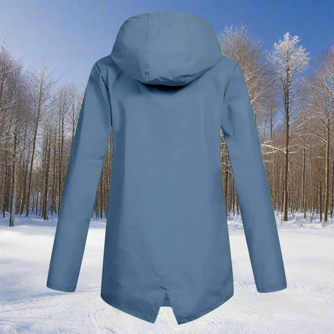 Women's Waterproof Hooded Zip-Up Rain Jacket Adjustable Cuffs Pockets