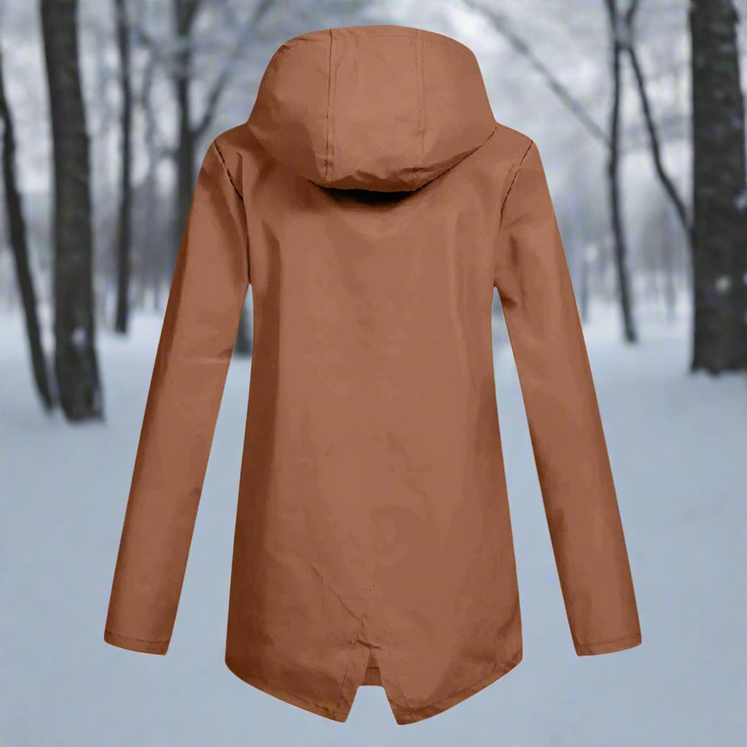 Women's Waterproof Hooded Zip-Up Rain Jacket Adjustable Cuffs Pockets