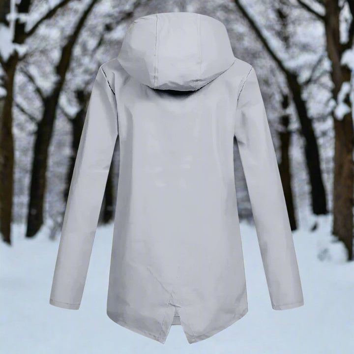 Women's Waterproof Hooded Zip-Up Rain Jacket Adjustable Cuffs Pockets