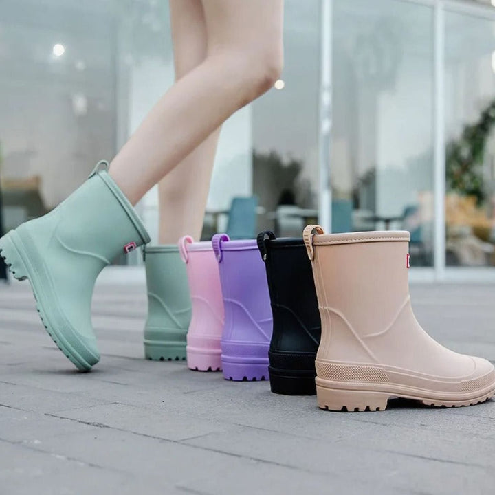 Women's Waterproof Slip-On Mid-Calf Rain Boots