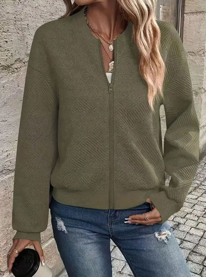 Women's Zip-Up Long Sleeve Cardigan Bomber Jacket