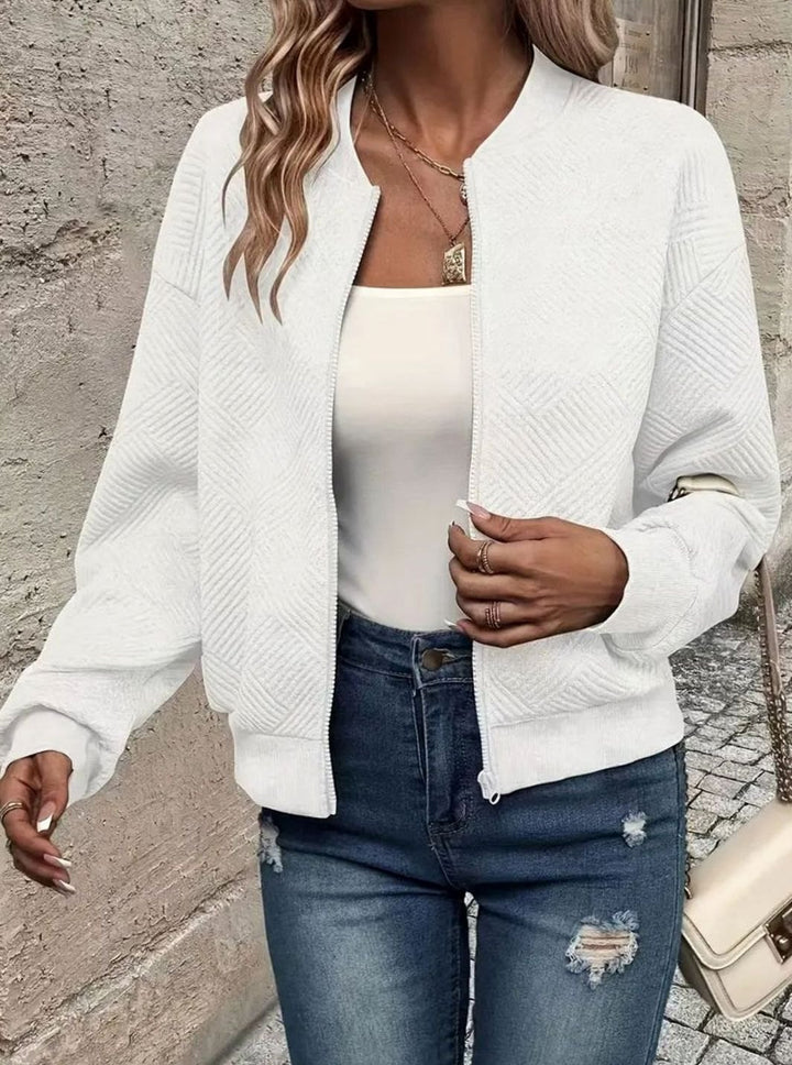 Women's Zip-Up Long Sleeve Cardigan Bomber Jacket