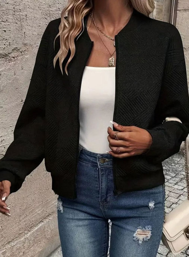 Women's Zip-Up Long Sleeve Cardigan Bomber Jacket
