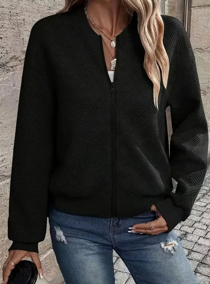 Women's Zip-Up Long Sleeve Cardigan Bomber Jacket